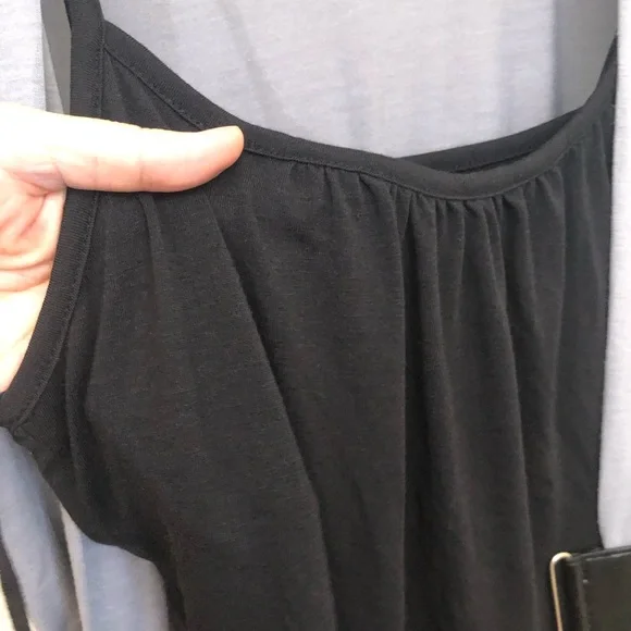 AS U WISH Medium Layered Belted Dress Colorblock Black Gray Short Sleeve NWOT - Picture 6 of 16